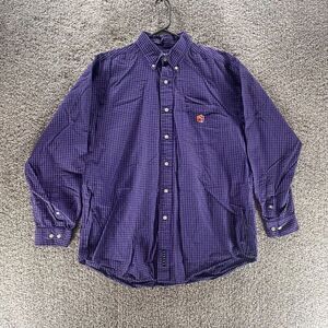 Clemson Tigers Shirt Adult Large Purple Check Crable Sportswear Button Up Mens